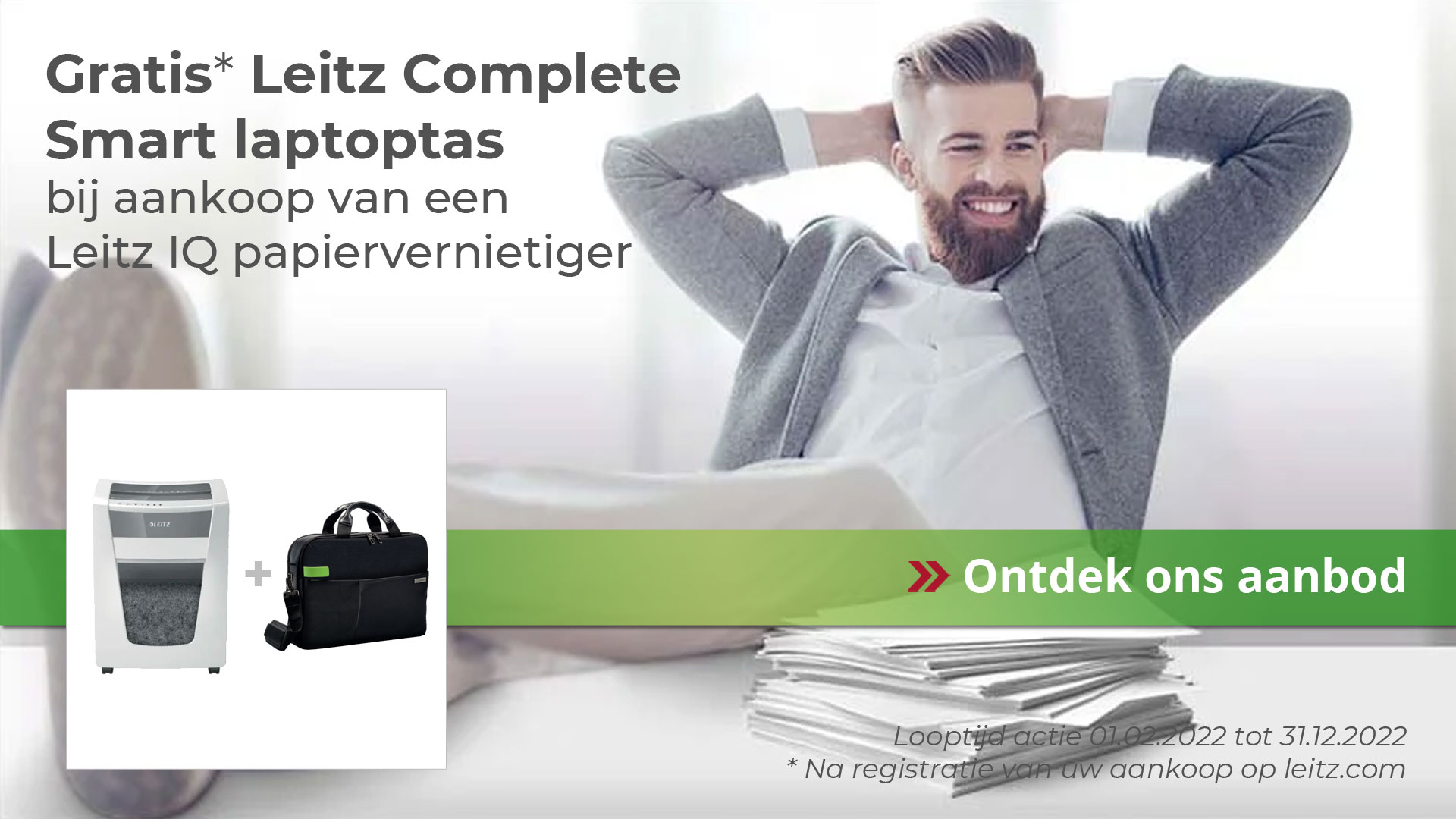 Merkmal | Leitz IQ Papiervernietigers + Gratis Leitz Complete Laptoptas tot 31.12.2022