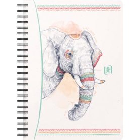 Oxford Boho Spirit spiraalblok, ft A5, 120 bladzijden, gelijnd, olifant
