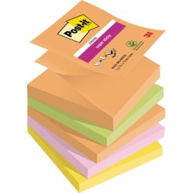 Post-it Super Sticky Z-notes Boost, 90 vel, ft 76 x 76 mm, geassorteerde kleuren, pak van 5 blokken