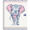 Oxford Boho Chic spiraalblok, ft A4+, 120 bladzijden, geruit 5 mm, olifant