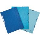 Exacompta elastomap uit karton, ft A4, 3 kleppen, set van 3 stuks in 3 tinten blauw (Oceaan)
