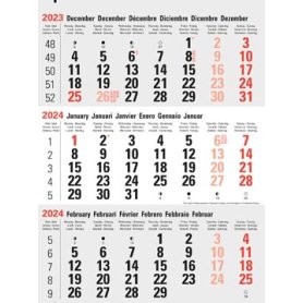 3-maandkalender Classic grijs, 2024