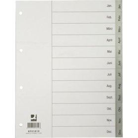 Q-CONNECT maandelijkse tabbladen, A4, PP, met indexblad, grijs