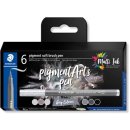 Staedtler Pigment Arts soft brush pen, etui van 6 stuks, grijstinten