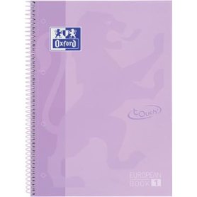 Oxford School Touch Europeanbook spiraalblok, ft A4+, 160 bladzijden, geruit 5 mm, pastel paars