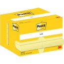 Post-It Notes, 100 vel, ft 51 x 76 mm, geel, pak van 12 blokken