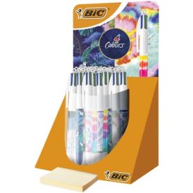 Bic Colours Tie-Dye Botanical 4-kleurenbalpen, medium, klassieke inktkleuren, display van 30 stuks