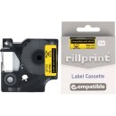 Rillprint compatible D1 tape voor Dymo 45018, 12 mm, zwart op geel