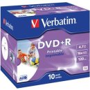 DVD+R 4.7GB 16X JC(10) IW GEN. VERBATIM WIDE PHOTO PRINTABLE, capaciteit: 4,7GB