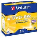 DVD+RW 4,7GB 4x JC(5) Verbatim DVD+RW, Kapazität: 4,7GB