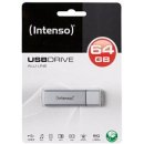 USB Drive 2.0 Alu 64GB silber INTENSO USB STICK 3521492, Kapazität: 64GB