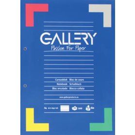 Gallery cursusblok, ft A4, 80 g/m², 2-gaatsperforatie, gelijnd, 100 vel