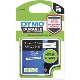 Dymo duurzame D1 tape 12 mm x 5 m, zwart op wit