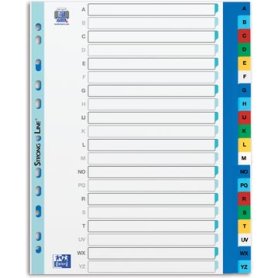 OXFORD tabbladen, formaat A4 maxi (voor showtassen), uit PP, 11-gaatsperforatie, gekleurde tabs,  set A-Z