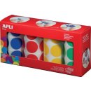 Apli Kids stickers XL cirkels, diameter 33 mm, doos met 4 rollen in 4 kleuren