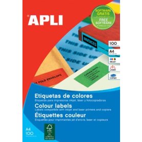 Apli Gekleurde etiketten ft 105 x 37 mm (b x h), groen, 1.600 stuks, 16 per blad, doos van 100 blad
