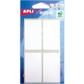 Agipa witte etiketten in etui ft 30 x 55 mm (b x h), 28 stuks, 4 per blad