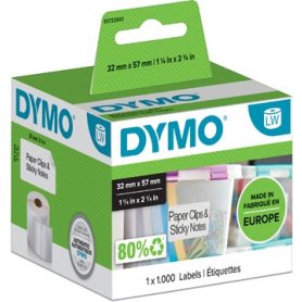 Dymo etiketten LabelWriter ft 57 x 32 mm, verwijderbaar, wit, 1000 etiketten
