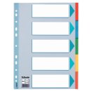 Esselte tabbladen, voor ft A4, uit karton, 5 tabs, geassorteerde kleuren