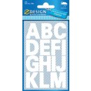 Avery Etiketten cijfers en letters A-Z groot, 2 blad, wit, waterbestendige folie