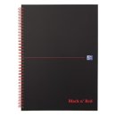 Oxford BLACK N RED spiraalblok karton, 140 bladzijden ft A4, geruit 5 mm