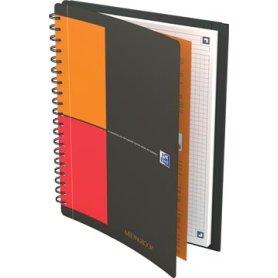 Oxford INTERNATIONAL meetingbook connect, stevige kartonnen kaft grijs, 160 bladzijden,ft B5, geruit 5 mm