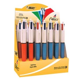 Bic 4 Colours Original 4-kleurenbalpen, fijn en medium, klassieke inktkleuren, doos van 20 stuks