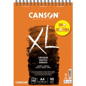 Canson schetsblok XXL, 90 g/m², ft A4, 100 + 20 vel gratis