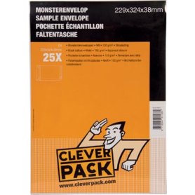 Cleverpack monsterenveloppen, ft 229 x 324 x 38 mm, met stripsluiting, wit, pak van 25 stuks