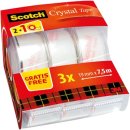 Scotch Crystal tape, rekverpakking, 19 mm x 7.5 m, 2 rollen + 1 gratis
