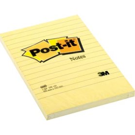 Post-it Notes, ft 102 x 152 mm, geel, gelijnd, blok van 100 vel