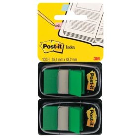 Post-it index standaard, ft 24,4 x 43,2 mm, houder met 2 x 50 tabs, groen