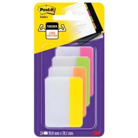 Post-it Index Strong, , ft 38 x 50,8 mm, blister met 4 kleuren, 6 tabs per kleur