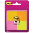 Post-It Super Sticky notes, 45 vel, ft 47,6 x 47,6 mm, blister van 4 blokken in geassorteerde kleuren