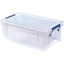 Bankers Box opbergdoos 10 liter, transparant met blauwe handvaten, set van 4 stuks verpakt in carton