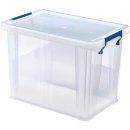 Bankers Box opbergdoos 18,5 liter, transparant met blauwe handvaten, per stuk verpakt in karton