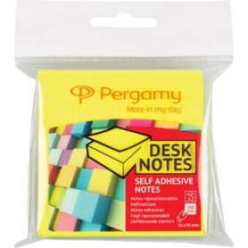 Pergamy notes, ft 76 x 76 mm, pak van 2, neon geel en neon groen