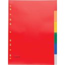 Pergamy tabbladen, ft A4, 11-gaatsperforatie, PP, 6 tabs in geassorteerde kleuren