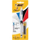 Bic 4 Colours 3 + 1 HB, balpen, 0,32 mm, 3 klassieke inktkleuren en een vulpotlood 0,7 mm HB, op blister
