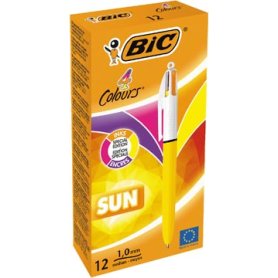 Bic Colours Sun 4-kleurenbalpen, medium, fashion inktkleuren, lichaam geel