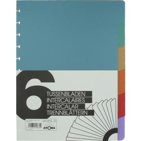 Atoma tabbladen, voor A4+ schriften, uit PP, set van 6, geassorteerde kleuren