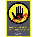 Gallery sticker, waarschuwing; houd 1,5 meter afstand, ft A5, Frans