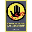 Gallery sticker, waarschuwing; houd 1,5 meter afstand, ft A5, Nederlands