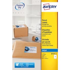 Avery witte etiketten inkjet QuickDry  ft 99,1 x 139mm, 100 stuks, doos van 25 vel Met ronde hoeken