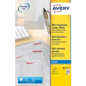 Avery J8656-25 mini etiketten ft 46 x 11,1 mm (b x h), 2100 etiketten, wit