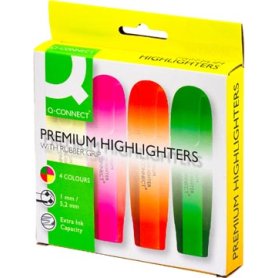 Q-CONNECT Premium markeerstift, geassorteerde kleuren, pak van 4 stuks