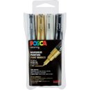 Uni POSCA paintmarker PC-1MC, 0,7 mm, etui met 4 stuks in...
