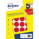 Avery PET30R ronde markeringsetiketten, diameter 30 mm, blister van 240 stuks, rood