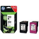 HP inktcartridge 302, 165 - 190  paginas, OEM X4D37AE, 1 x zwart en 1 x 3 kleuren